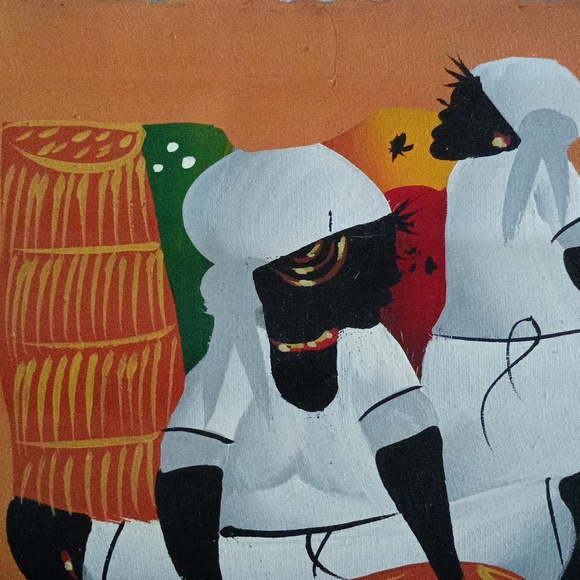 Haitian Folk Art Painting on Cloth - Picture 2 of 4